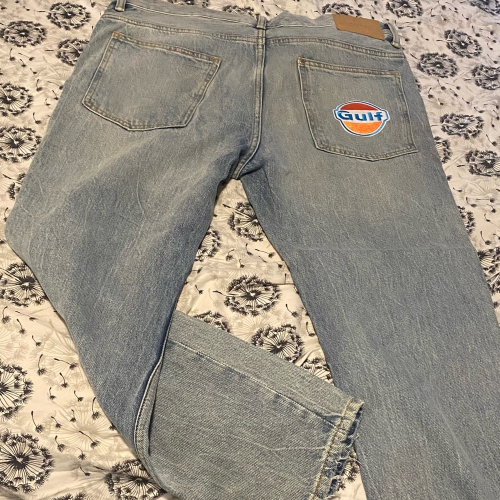 Unisex Light wash Denim Jeans Gulf Gas Custom sz 31x32